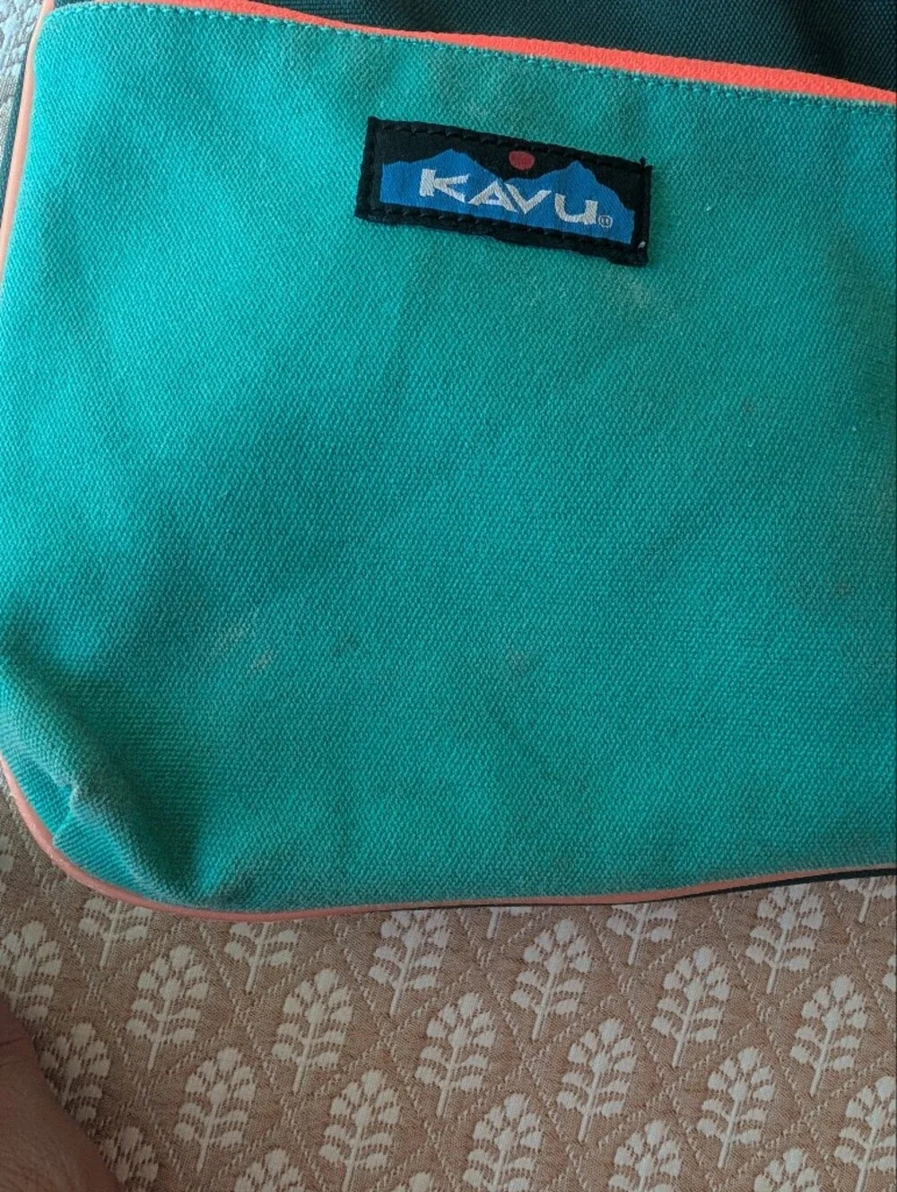 Kavu Teal Messenger Bag with Orange Trim